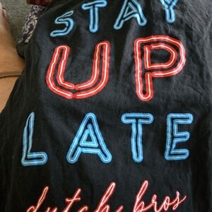 Dutch Bros Black Tee with Red and Blue Accents